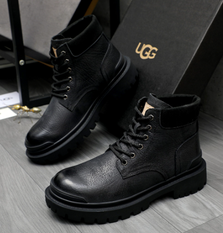 UGG Men's Leather Lace-Up Boot – Black