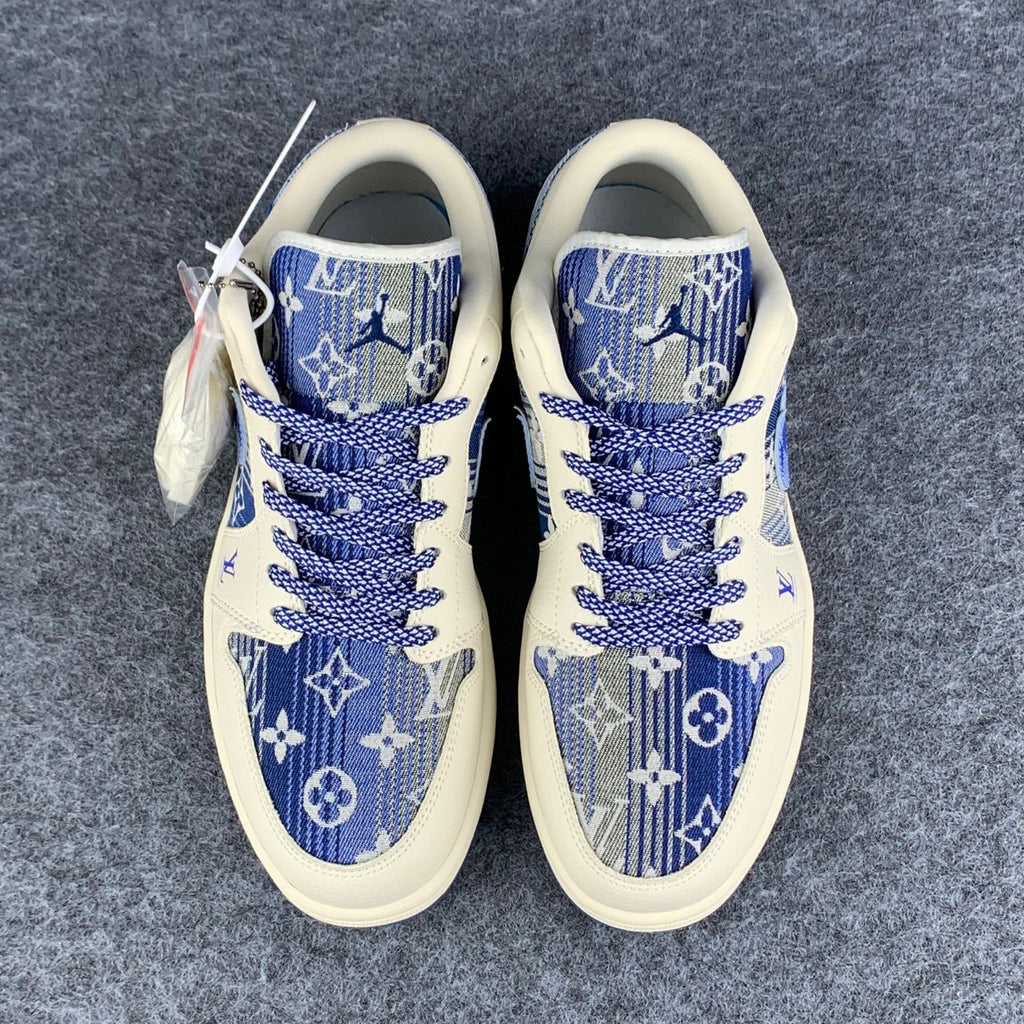 Custom Air Jordan 1 Low Bleu Atelier Sail/Blue
