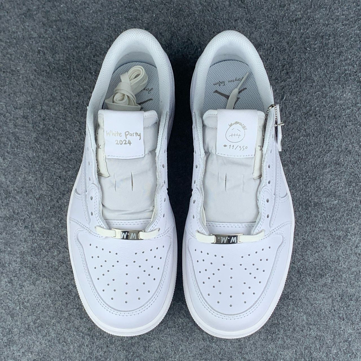 Custom Travis Scott x Air Jordan 1 Retro Low OG SP 'Michael Rubin White Party' Friends & Family
