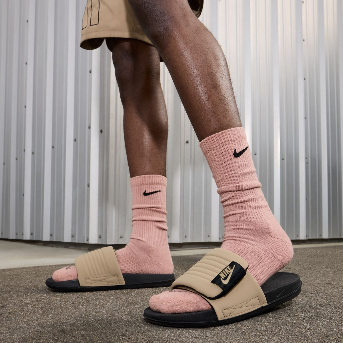 Nike Mens Offcourt Adjust Slides - Black/Khaki DQ9624-004