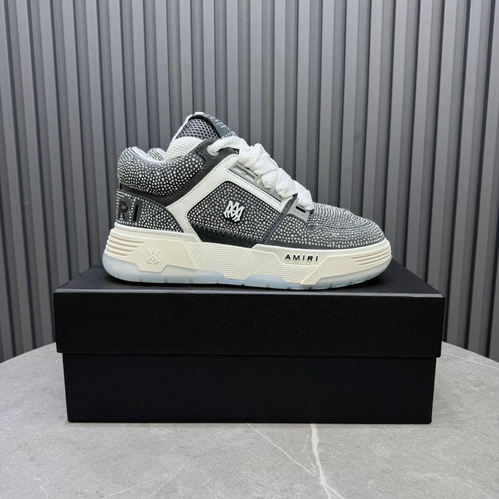 Amiri MA-1 Low-Top Sneaker — Grey Crystal Rhinestone