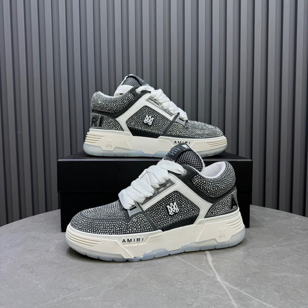 Amiri MA-1 Low-Top Sneaker — Grey Crystal Rhinestone