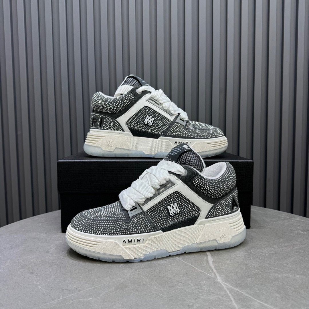 Amiri MA-1 Low-Top Sneaker — Grey Crystal Rhinestone