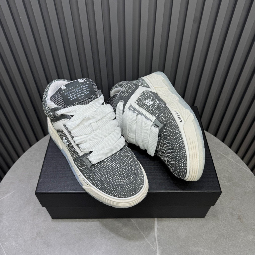 Amiri MA-1 Low-Top Sneaker — Grey Crystal Rhinestone