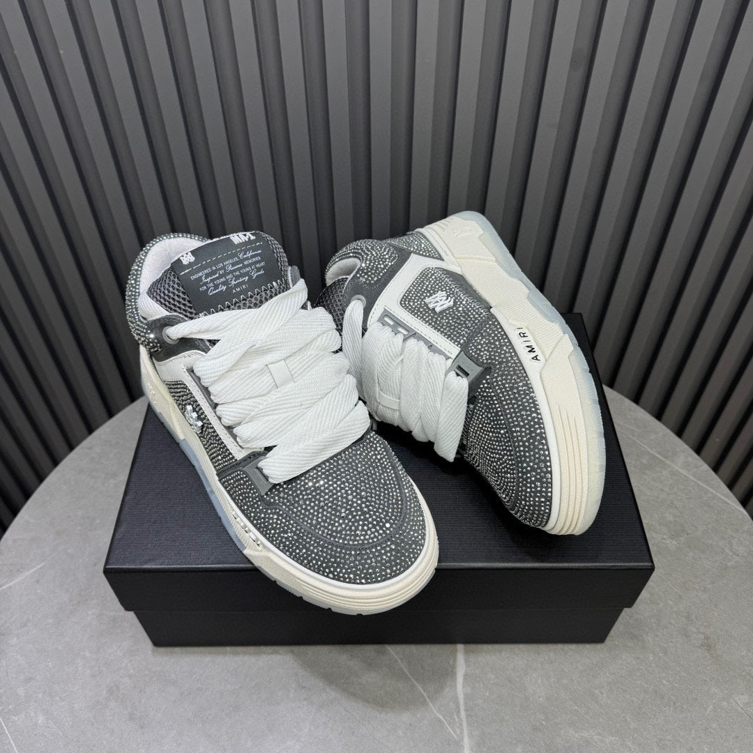 Amiri MA-1 Low-Top Sneaker — Grey Crystal Rhinestone