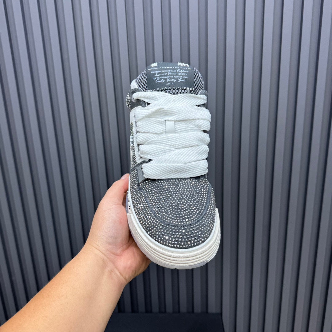 Amiri MA-1 Low-Top Sneaker — Grey Crystal Rhinestone
