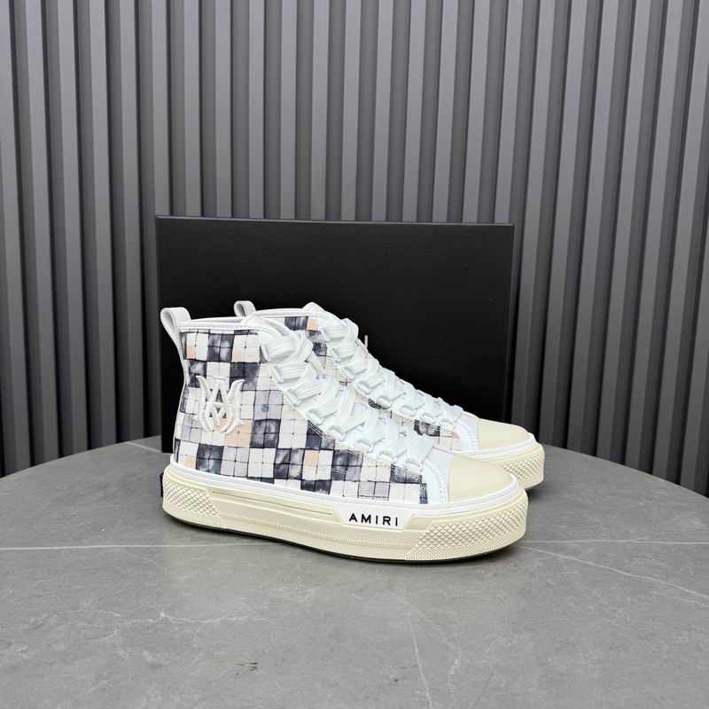 Amiri Court High-Top Sneaker — Black / White Checkerboard