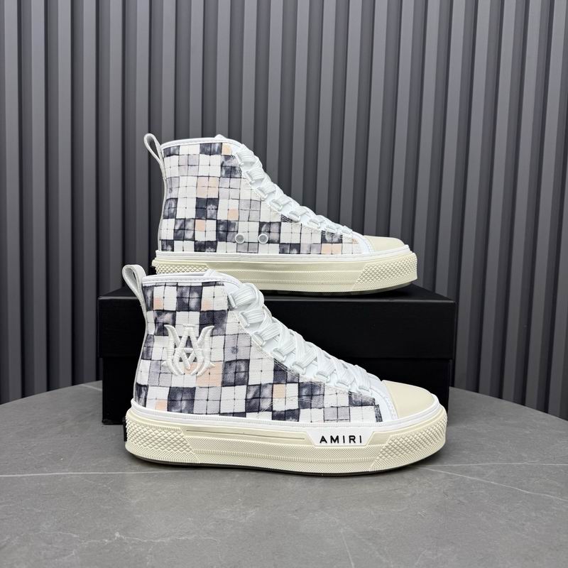 Amiri Court High-Top Sneaker — Black / White Checkerboard