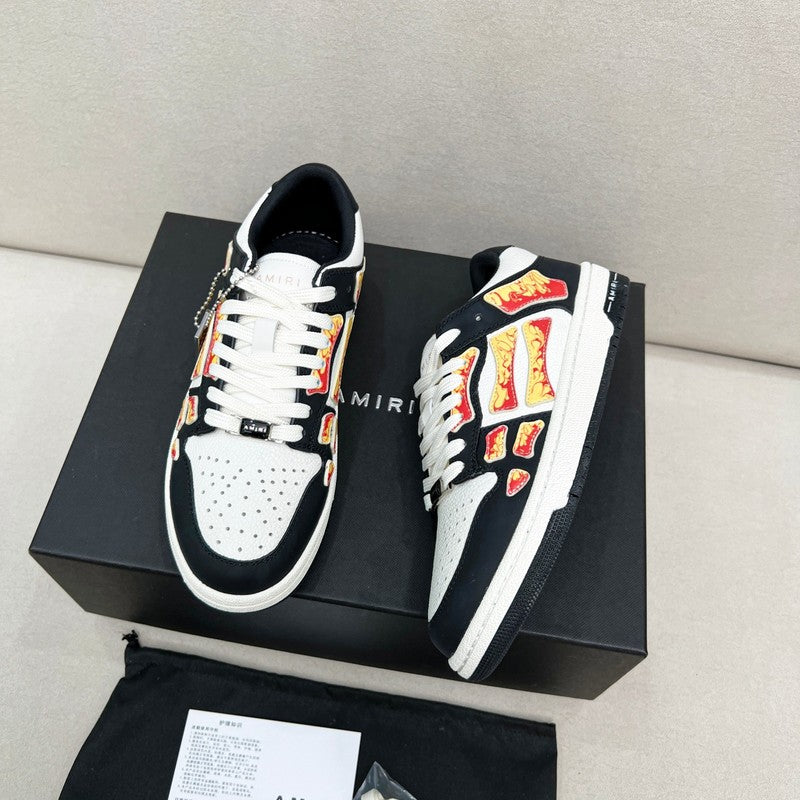 Amiri Skel-Top Low Black White Flame