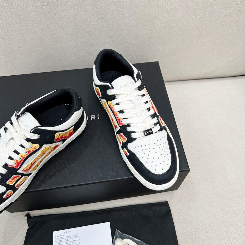 Amiri Skel-Top Low Black White Flame