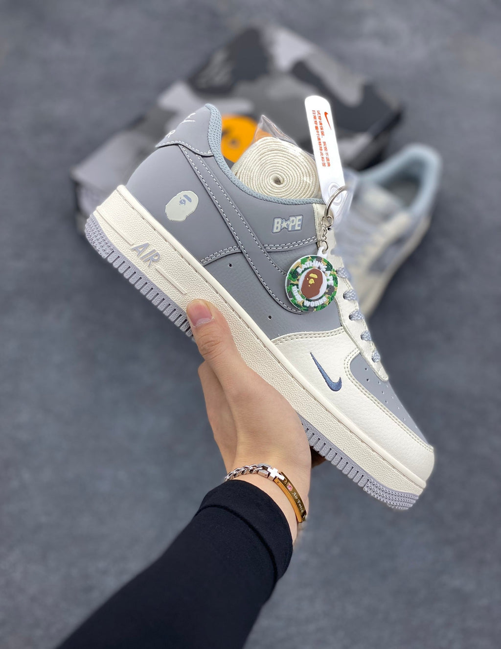 BAPE x Nike Air Force 1 Low 'Grey/Cream' | Bapesta AF1 Collab