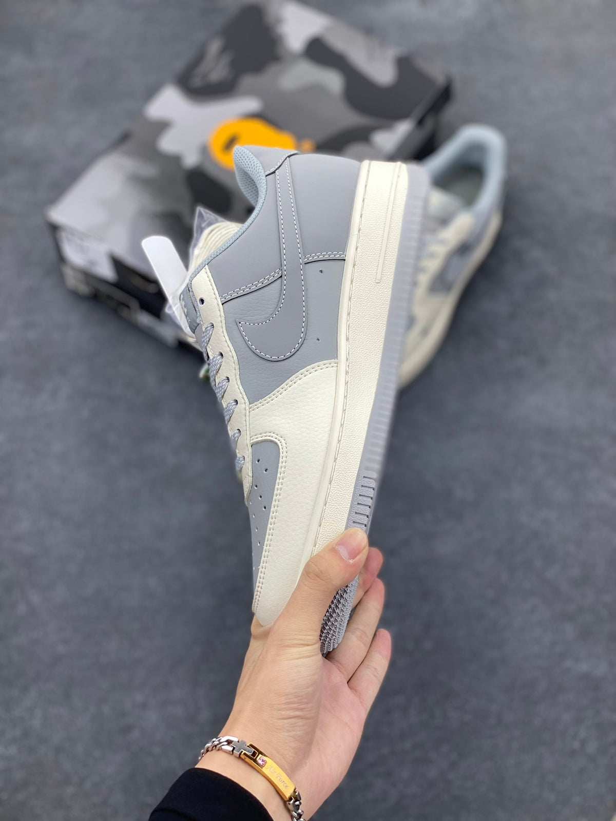 BAPE x Nike Air Force 1 Low 'Grey/Cream' | Bapesta AF1 Collab