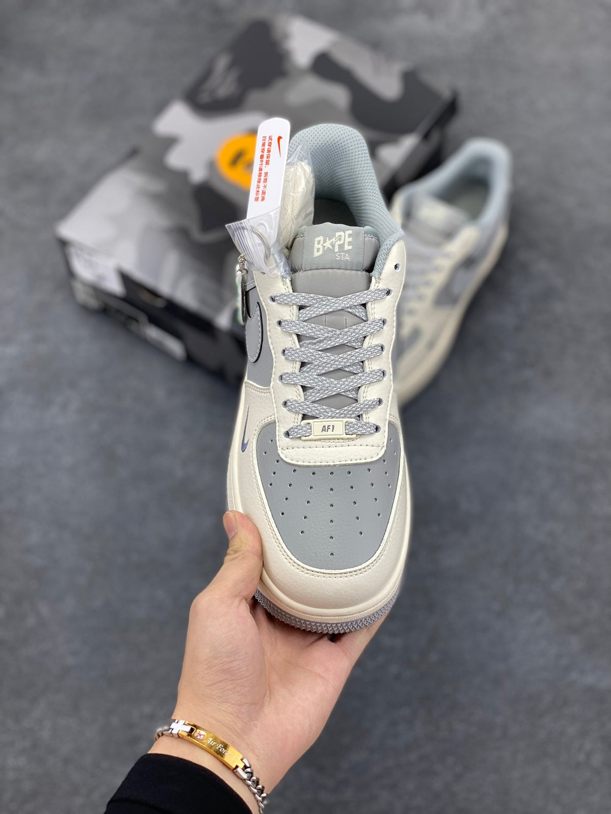 BAPE x Nike Air Force 1 Low 'Grey/Cream' | Bapesta AF1 Collab