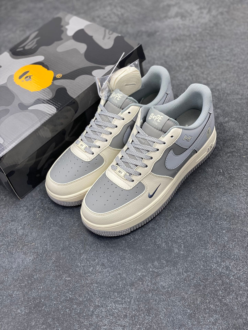 BAPE x Nike Air Force 1 Low 'Grey/Cream' | Bapesta AF1 Collab