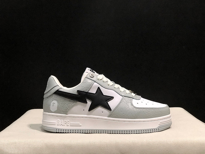 BAPE Sta Low 'Grey/White/Black' | Ape Head Camo Bapesta