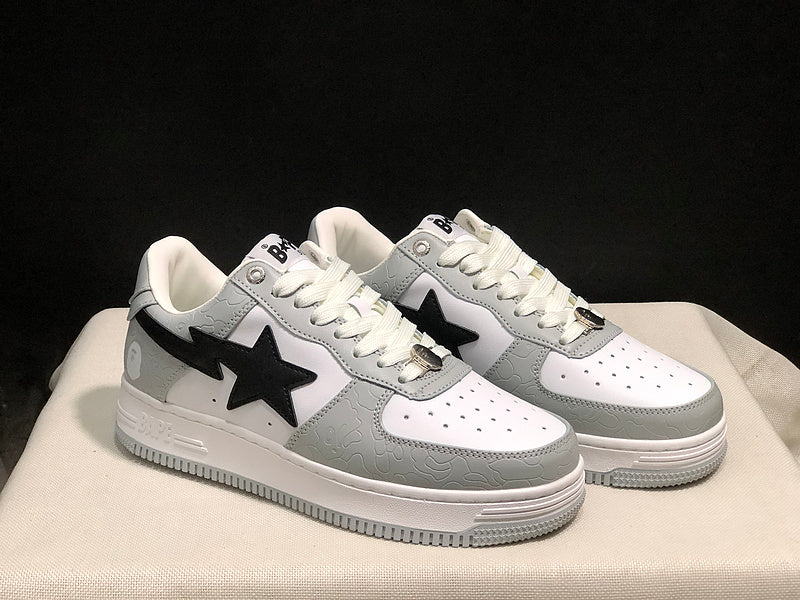 BAPE Sta Low 'Grey/White/Black' | Ape Head Camo Bapesta