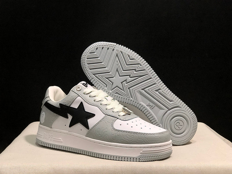 BAPE Sta Low 'Grey/White/Black' | Ape Head Camo Bapesta