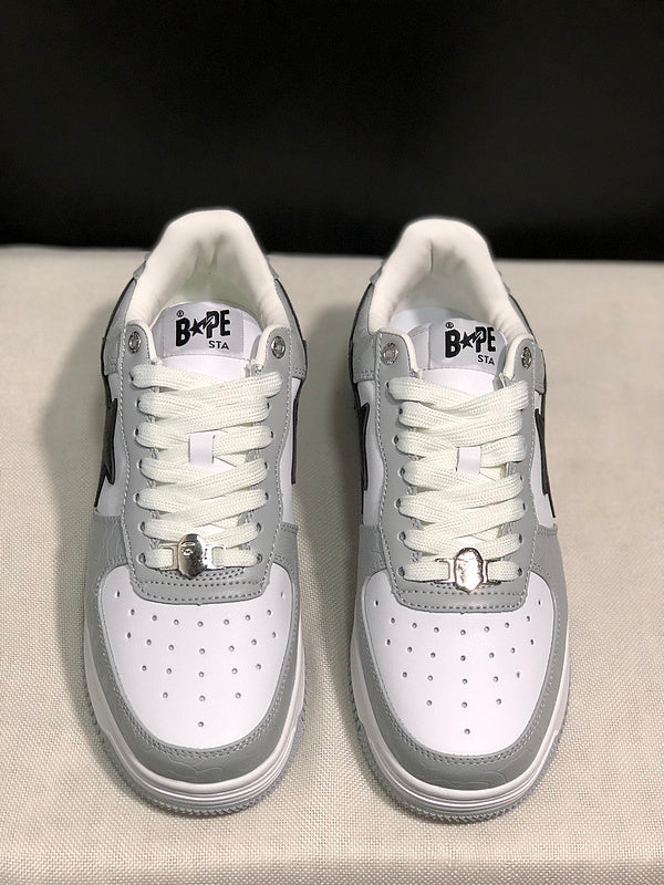 BAPE Sta Low 'Grey/White/Black' | Ape Head Camo Bapesta