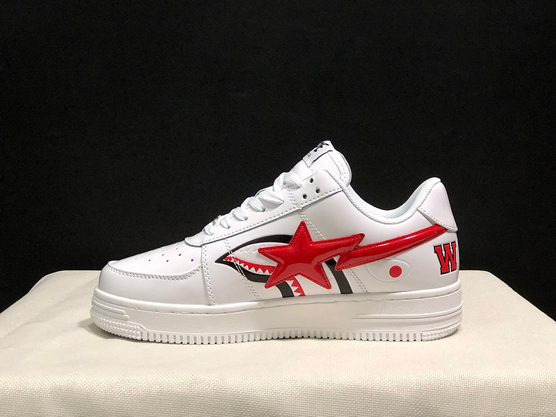 BAPE STA Low Sneaker | White / Red | Shark Mouth & Star