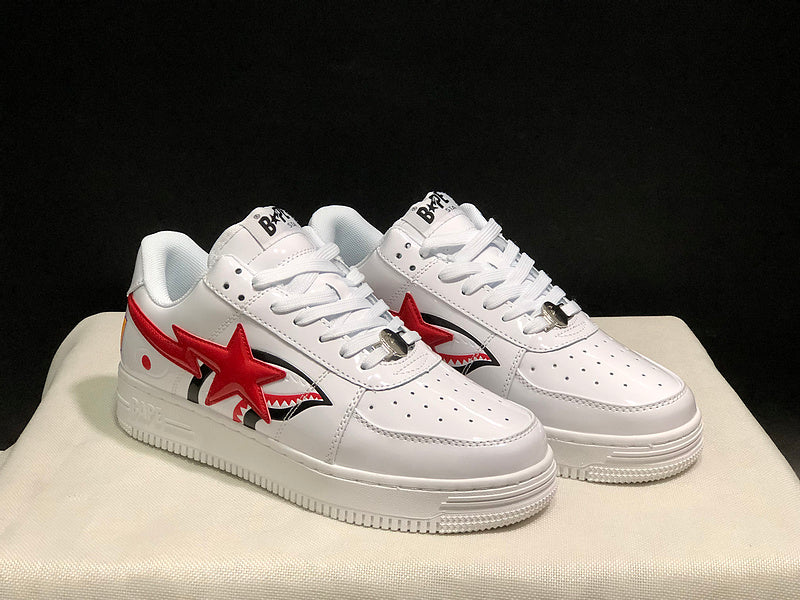 BAPE STA Low Sneaker | White / Red | Shark Mouth & Star