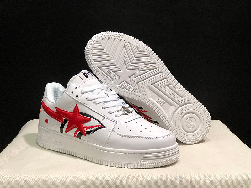 BAPE STA Low Sneaker | White / Red | Shark Mouth & Star
