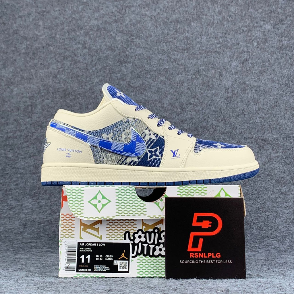 Custom Air Jordan 1 Low Bleu Atelier Sail/Blue