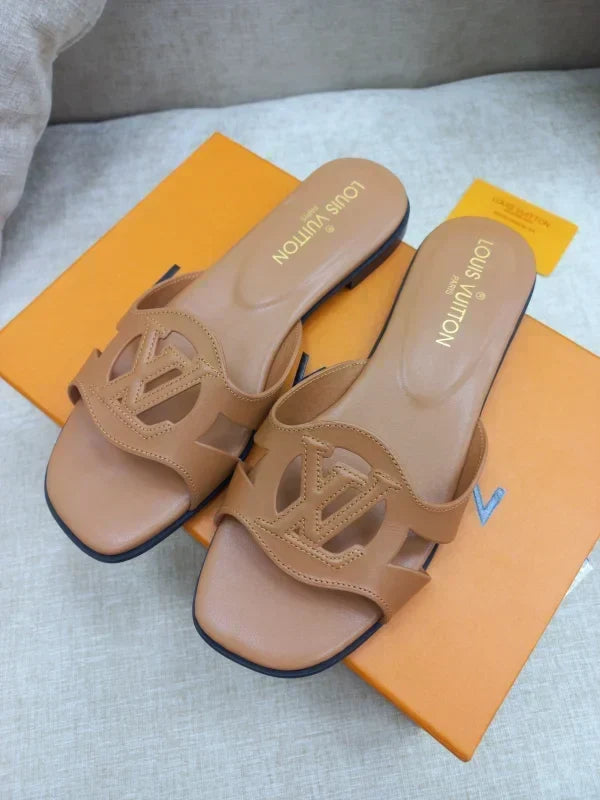 Louis Vuitton Flat Leather Slippers For Women
