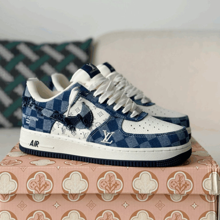 Louis Vuitton x Nike Air Force 1 Low Blue Damier Denim