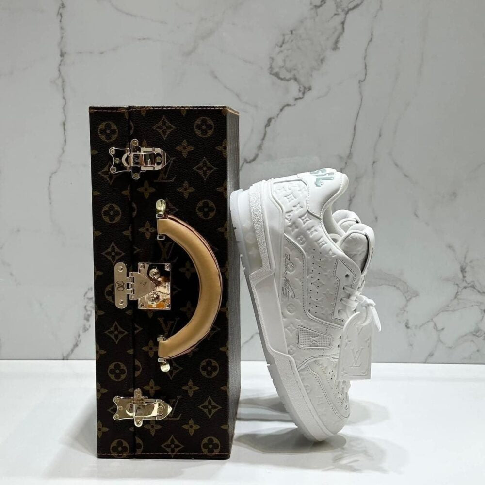 Louis Vuitton LV Trainer Sneaker Triple White Monogram Embossed Edition