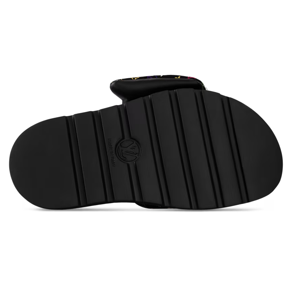 LV Pool Pillow Flat Comfort Mule x "Takashi Murakami" Black Multicolor