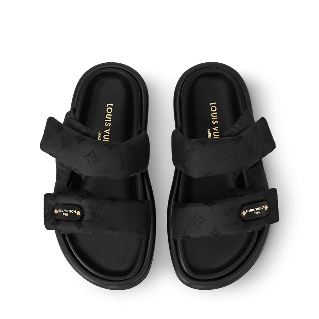 LV Pool Pillow Flat Comfort Mule Black