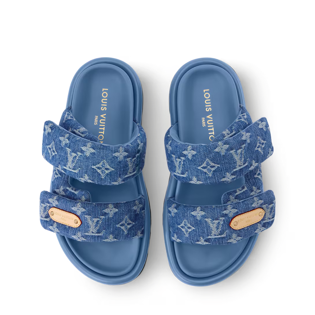 LV Pool Pillow Comfort Mule Blue Denim