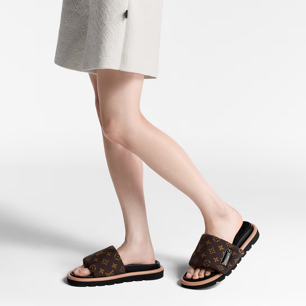 LV Pool Pillow Flat Comfort Mule Cocoa Brown