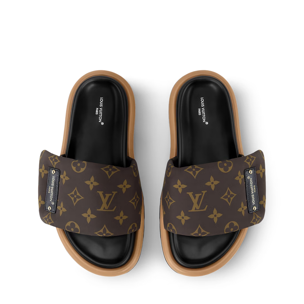 LV Pool Pillow Flat Comfort Mule Cocoa Brown