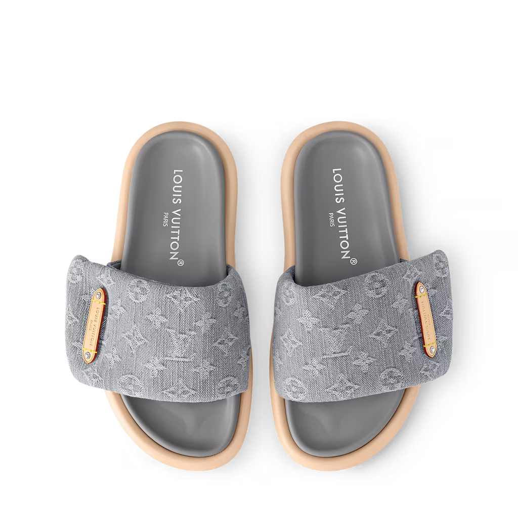 LV Pool Pillow Flat Comfort Mule Grey