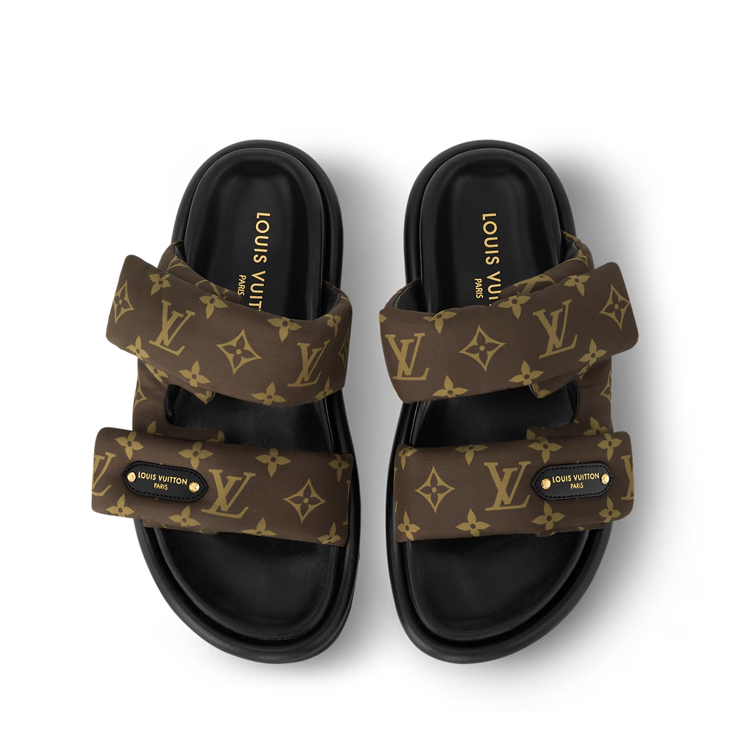 LV Pool Pillow Flat Comfort Mule Cacao Brown